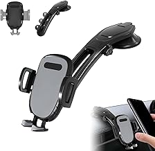 Suction Type Downward Bending Phone Mount, Windshield Silicone Downward Phone Mount, 360 Degree Mount Holder Stand with One Button Release Clamp, Car Accessories (Grey)