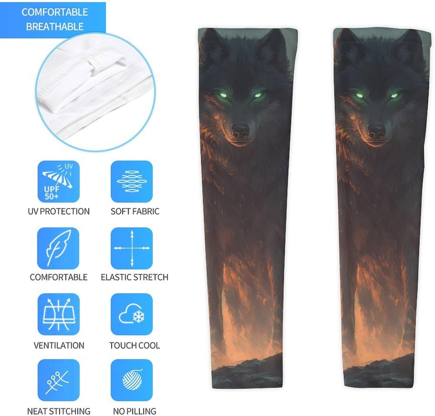 Wolf King at The Sunset Arm Sleeves Cooling Sun Protection Sports Compression for Golf Basketball