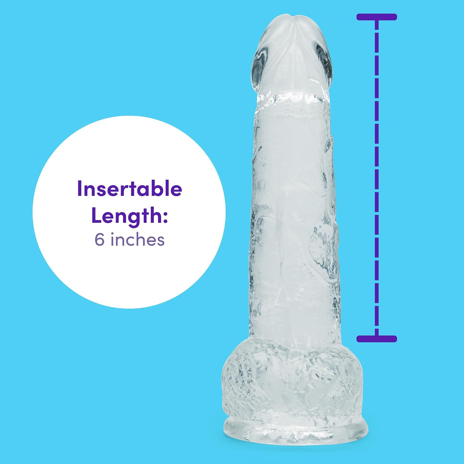 Lovehoney Realistic Dildo – 8 Inch with Suction Cup – Firm G-Spot and Anal Dildo with Balls - Adult Sex Toy for Men, Women & Couples – Harness Compatible Strap On – Waterproof - Clear