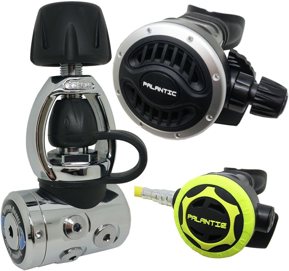 Palantic AS105 Yoke Adjustable Regulator & Octopus Combo, Nitrox Compatible, Silicone Mouthpiece, High-Performance Over-Balanced First Second Stage, Large Purge Button, Durable Scuba Diving Gear