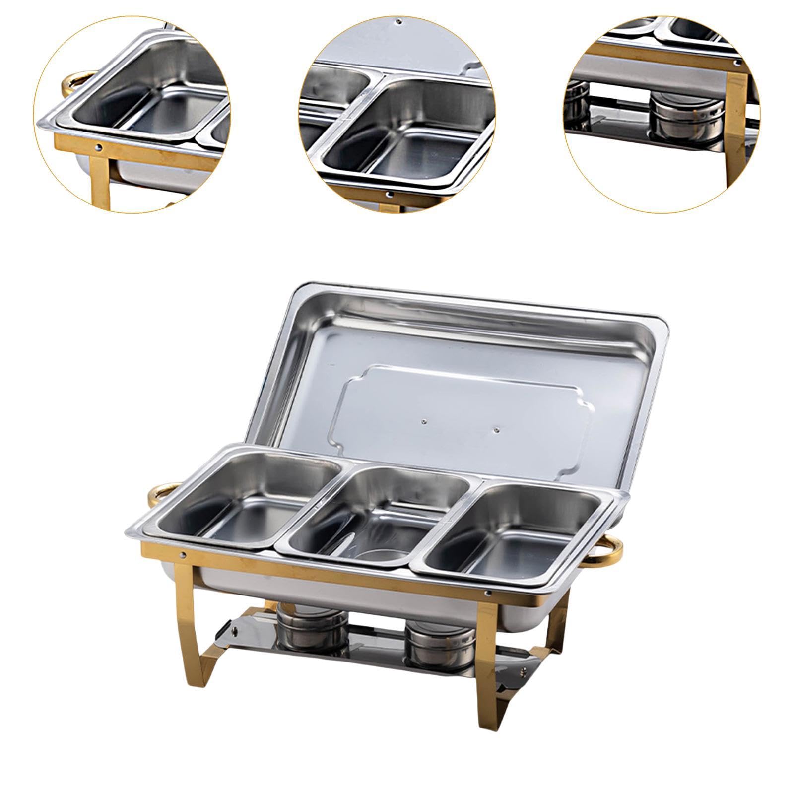 Juego de Calentadores de Buffet para Ocasiones Festivas, Tres cuadrículas, Individual