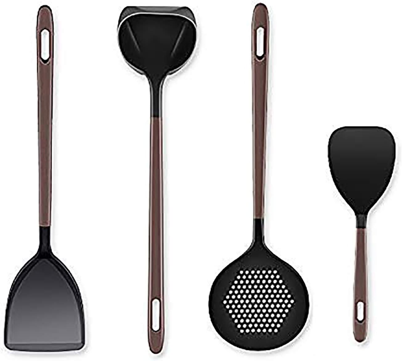 lifliconSilicone Kitchen Utensil Set-Premium Cooking Tool Set- Laddle, Skimmer,Rice Paddle, Turner - Heat Resistant Silicone Cooking Utensil-4pcs