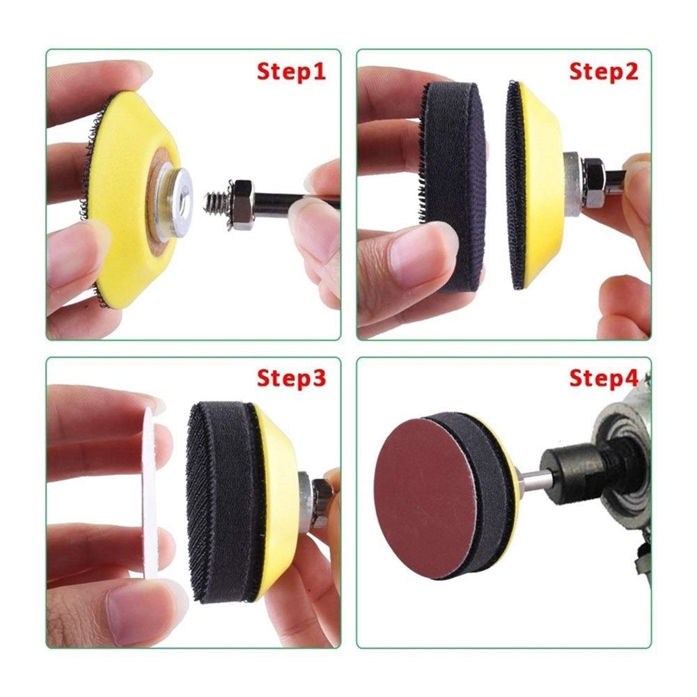 Lucidatura, carta vetrata a levigatura 200pcs 50 millimetri 2 pollici Sander disco abrasivo dischi 80-3000 carta grana Con 1Inch abrasiva polacco Pad Piastra + 1/4 di pollice Shank for il Rotary