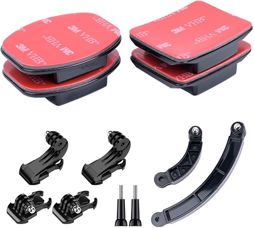 TANSUO Soporte adhesivo para casco, marco plano curvado 3M, soportes de base de brazo de extensión para casco, montaje rápido con hebilla de gancho