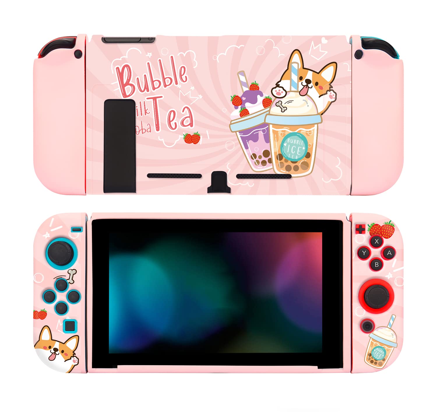 RELMUD Protective Case for Nintendo Switch - Corgi Love Bubble Tea - Soft Shockproof Slim Cover Case for Nitendo Switch and Joy-Con