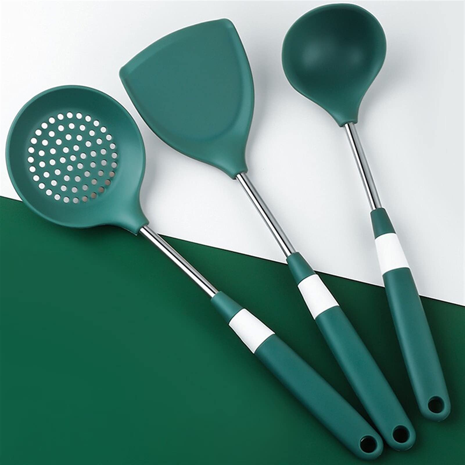 Spatula Juego de espátulas de cocina diarias de silicona resistente al calor y acero inoxidable - Espátulas de silicona flexibles for utensilios de cocina antiadherentes - Juego de 3 espátul
