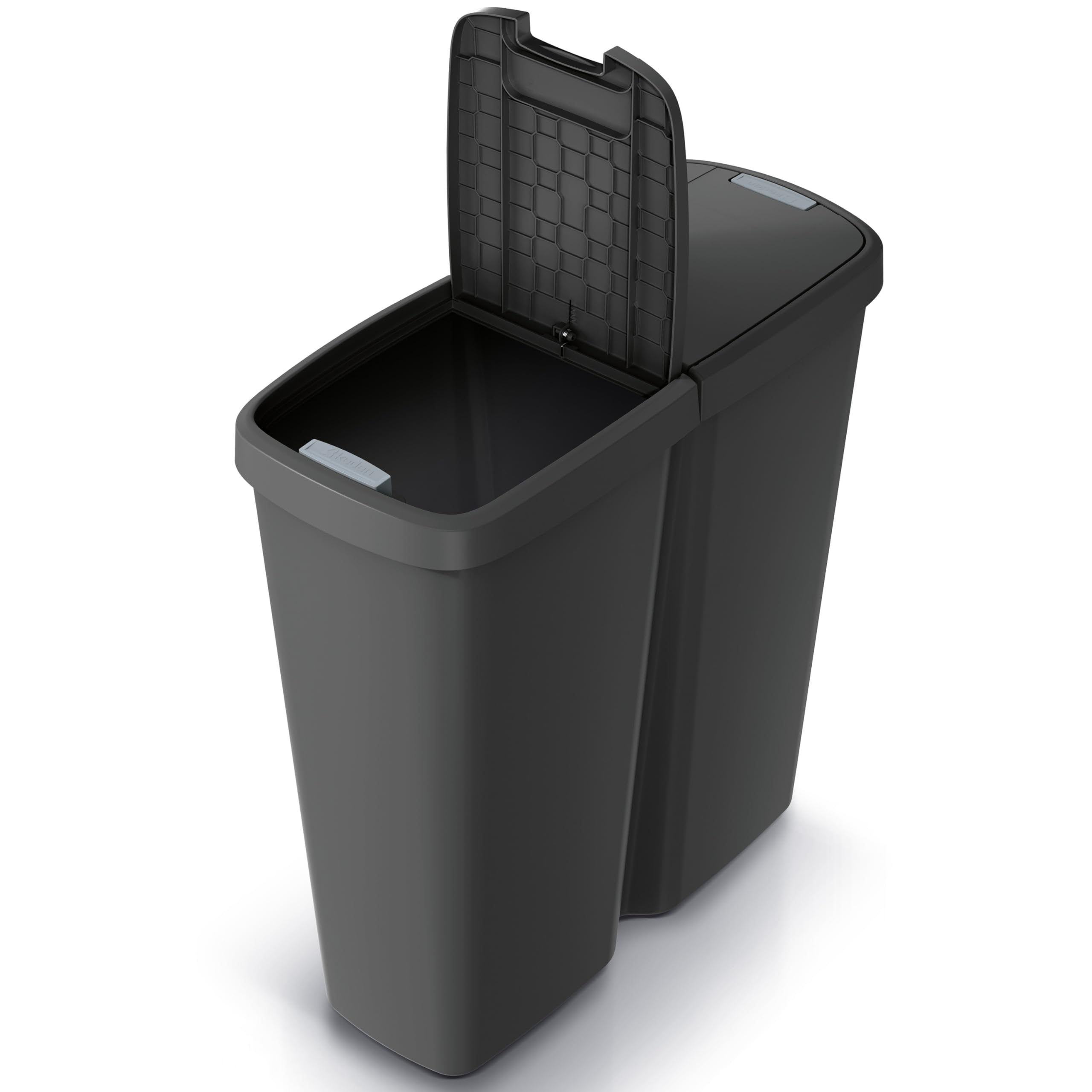Monzana® Double poubelle cuisine 2x25 litres 2 compartiments couvercle bouton corbeille papier bureau déchets bio tri sélectif recyclage gris-vert
