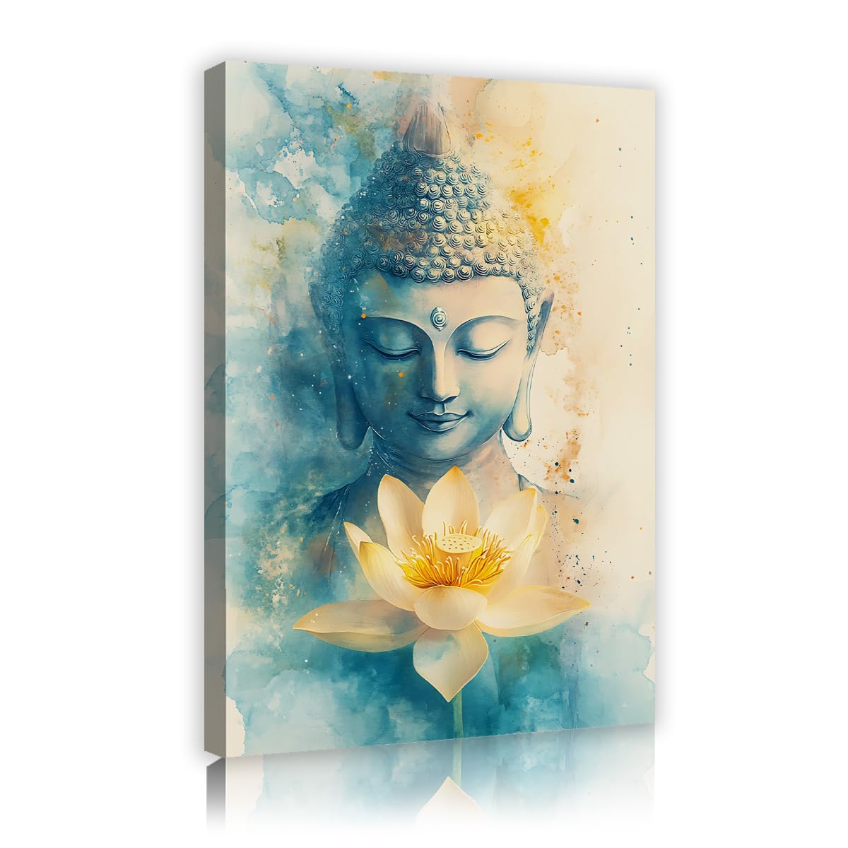 TOANGWALL Zen-Buddha-Lotus płótno sztuka ścienna, druk akwarelowy, uspokajająca medytacja, styl boho, plakat obraz ścienny do dekoracji biura domowego 70 x 100 cm