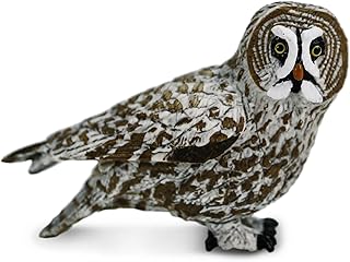 Safari Ltd. Great Grey Owl Figurine - Realistic 2.5" Bird Figure - Educational Toy for Boys, Girls, and Kids Ages 3+