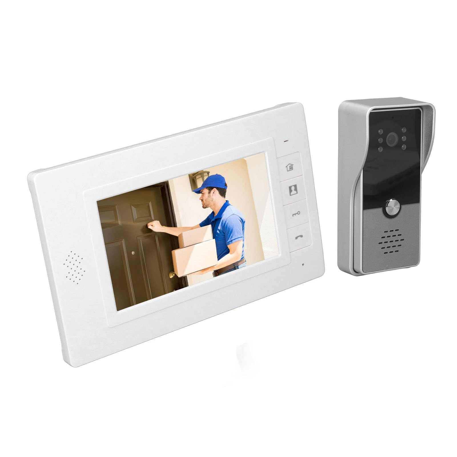 7-calowy Kolorowy Monitor LCD z kamerą HD, System Domofonowy z Noktowizorem i 16 Dzwonkami do Willi, Domów i Biur (wtyczka UE)
