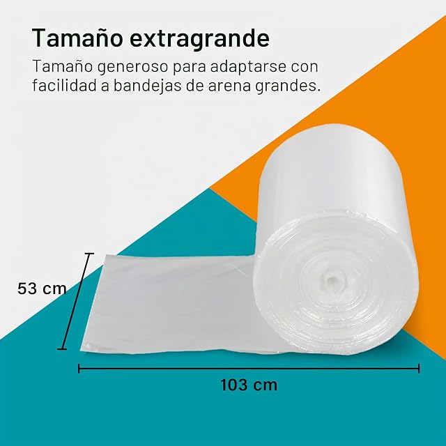 Foto 6 de 6 de 30 Bolsas de Plástico Extragrandes para Arena para Gatos, Resistentes a los Arañazos y a Prueba de Fugas
