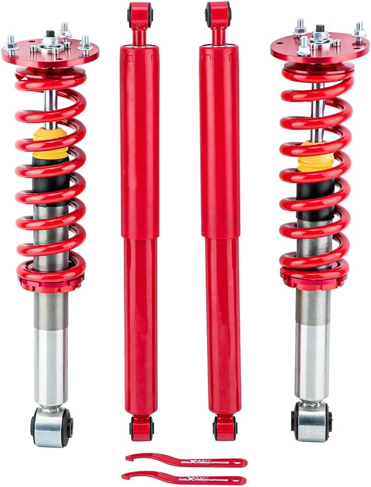 maXpeedingrods Coilovers for Ford F-150 2004-2008 RWD, for Mark LT 2006-2008 RWD, Height Adjustable Coilovers Suspension Kit, Preset Damping Shock Absorber Struts, Lowering Kit, Red