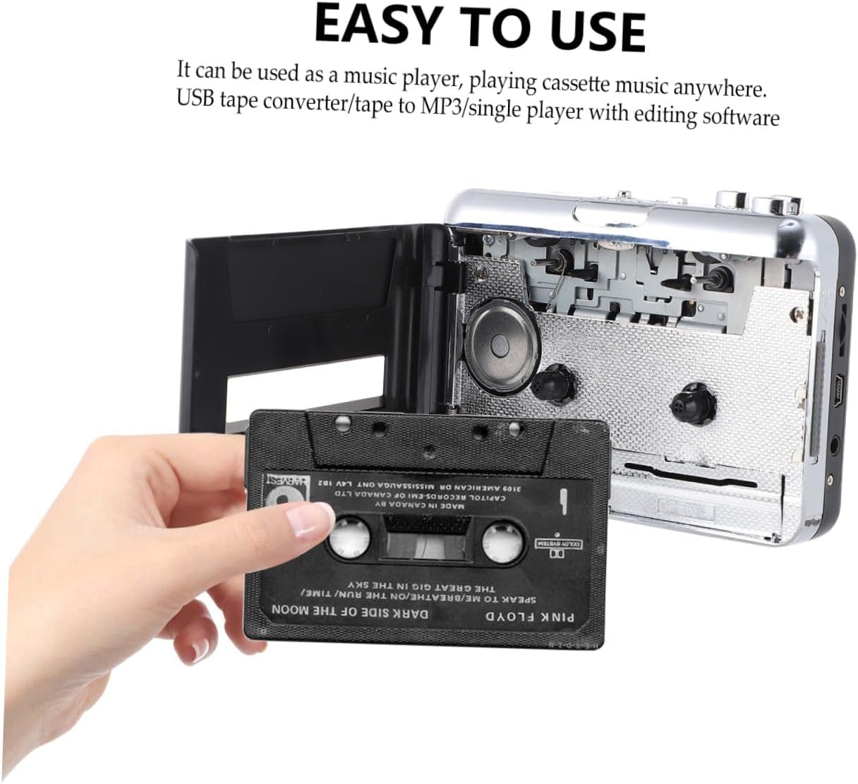 POPETPOP 0.5w Convert Cassette to Player Tape Converter Retro Music Digital Player Portable Cassette