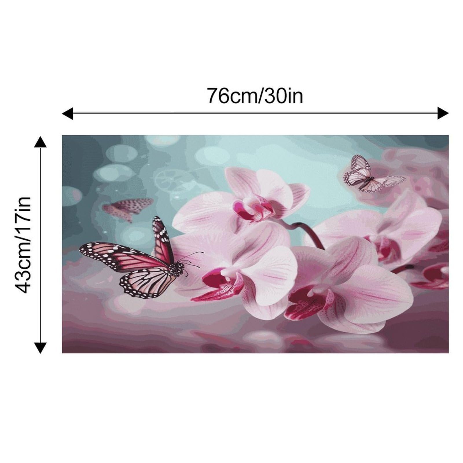 Tapis de nourriture pour chat avec fleur d'orchidée, papillon - Tapis d'alimentation antidérapant - Facile à nettoyer pour la nourriture et l'eau - 43,2 x 76,2 cm