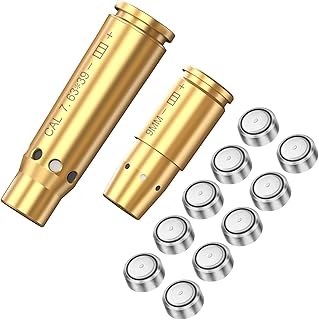 Bore Sight 9mm Cal and 7.62x39mm Bore Sighter Red Laser Boresighter Laser Sight Red Dot Boresighter with Batteries for Hunting and Shooting - Tipfun
