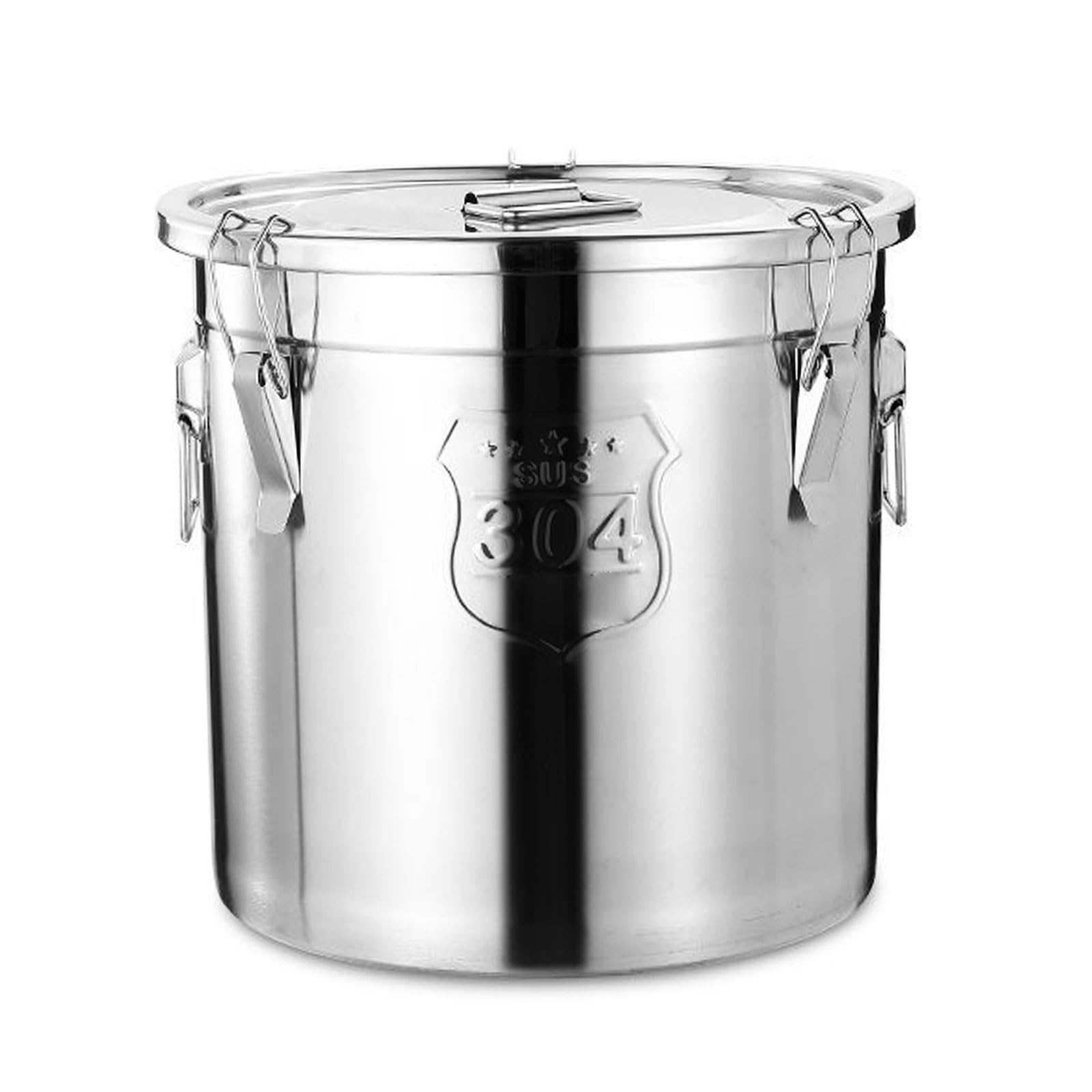 AYCDL Pail Milk Can Bucket,Stainless Steel Bucket Airtight Canister Portable Barrel,Grain Containers with Lid Storage for Kitchen Restaurants,21L 30 * 30cm,33L 35 * 35cm
