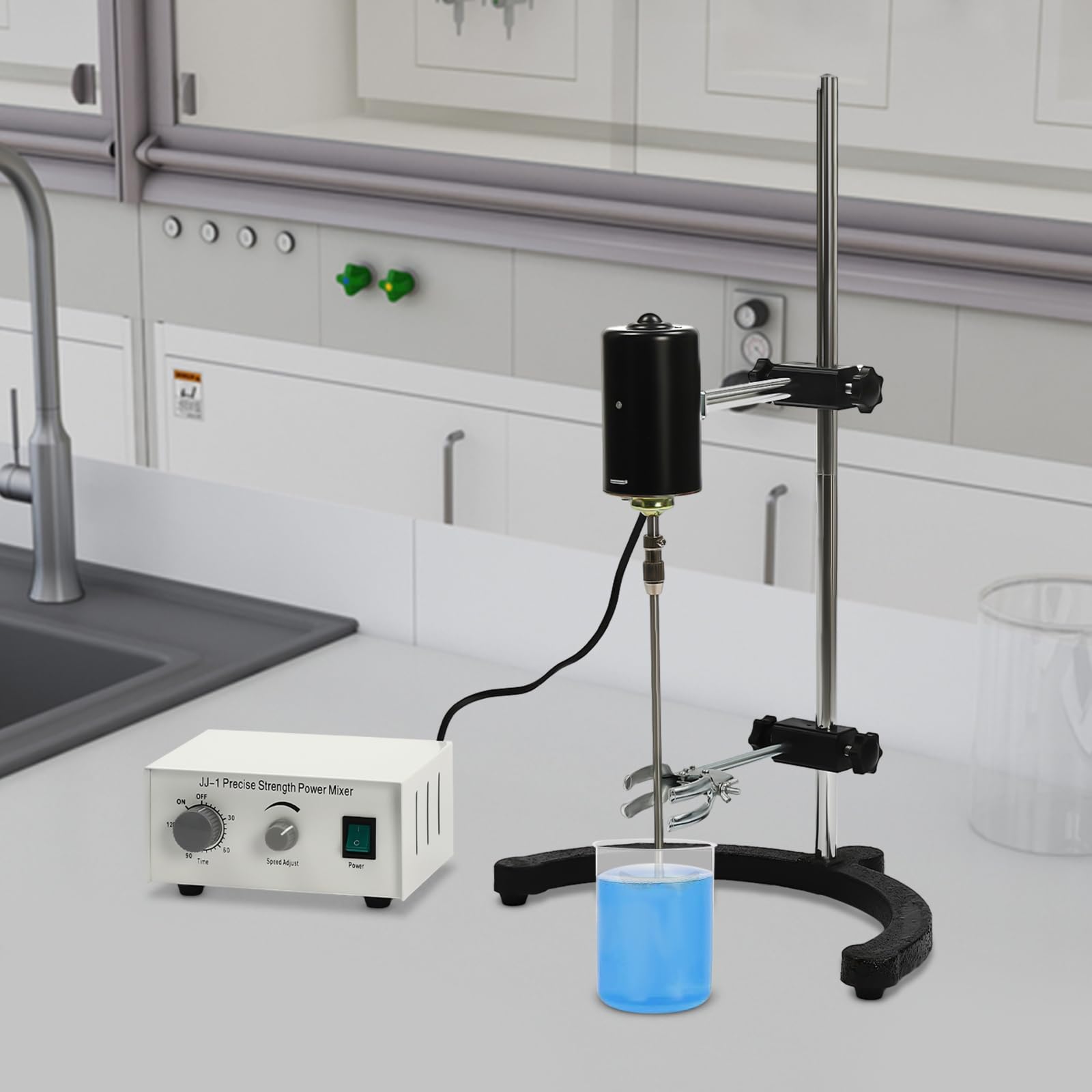 Elektrisches Rührwerk automatisches mechanisches Rührwerk,Feste Klemmen,0-3000RPM,für Biologie, Kosmetik, Gesundheitsprodukte, Lebensmittel, Reagenzien und andere experimentelle Felder