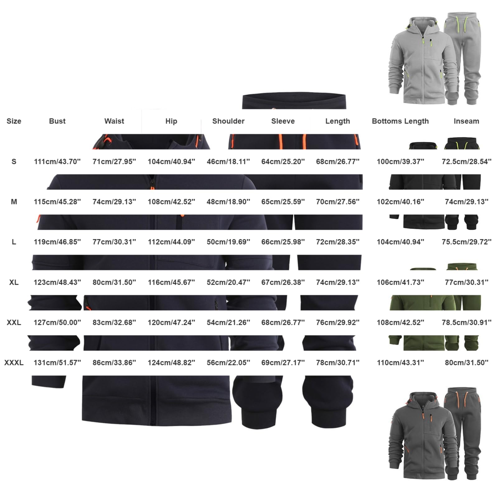 Tracksuit - Tuta sportiva da uomo, con chiusura lampo, set classico per il tempo libero