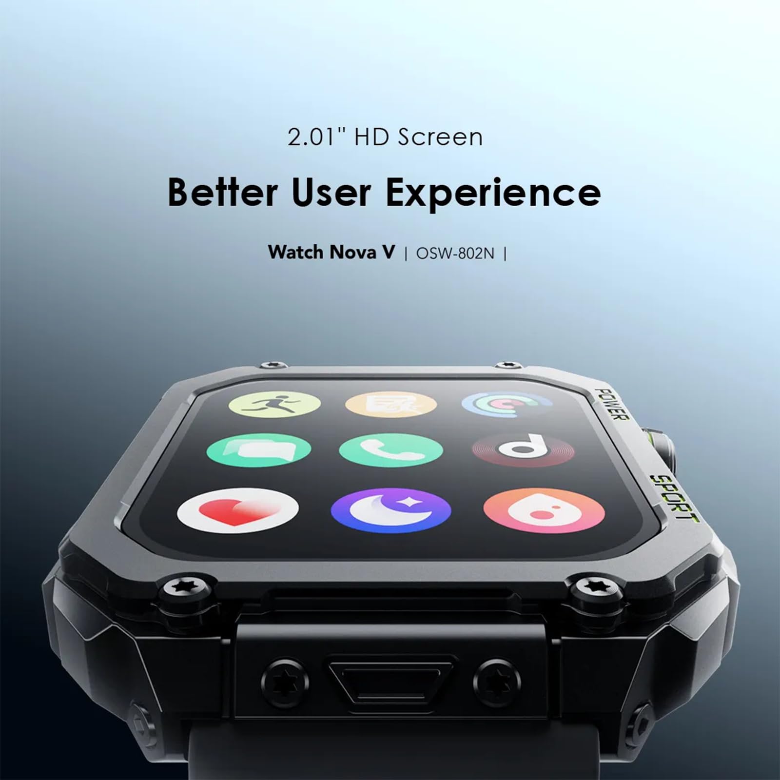 Reloj inteligente Nova V con pantalla HD de 2.01 pulgadas y caras de video