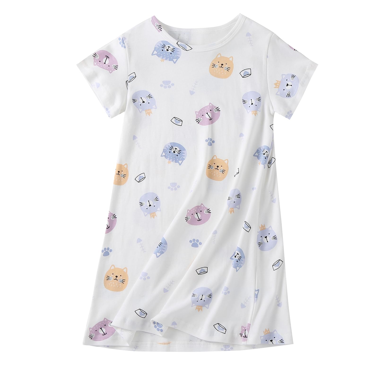 Ukyzddio Girls Cotton Nightgowns Short Sleeve Sleep Shirt Princess Nightdress