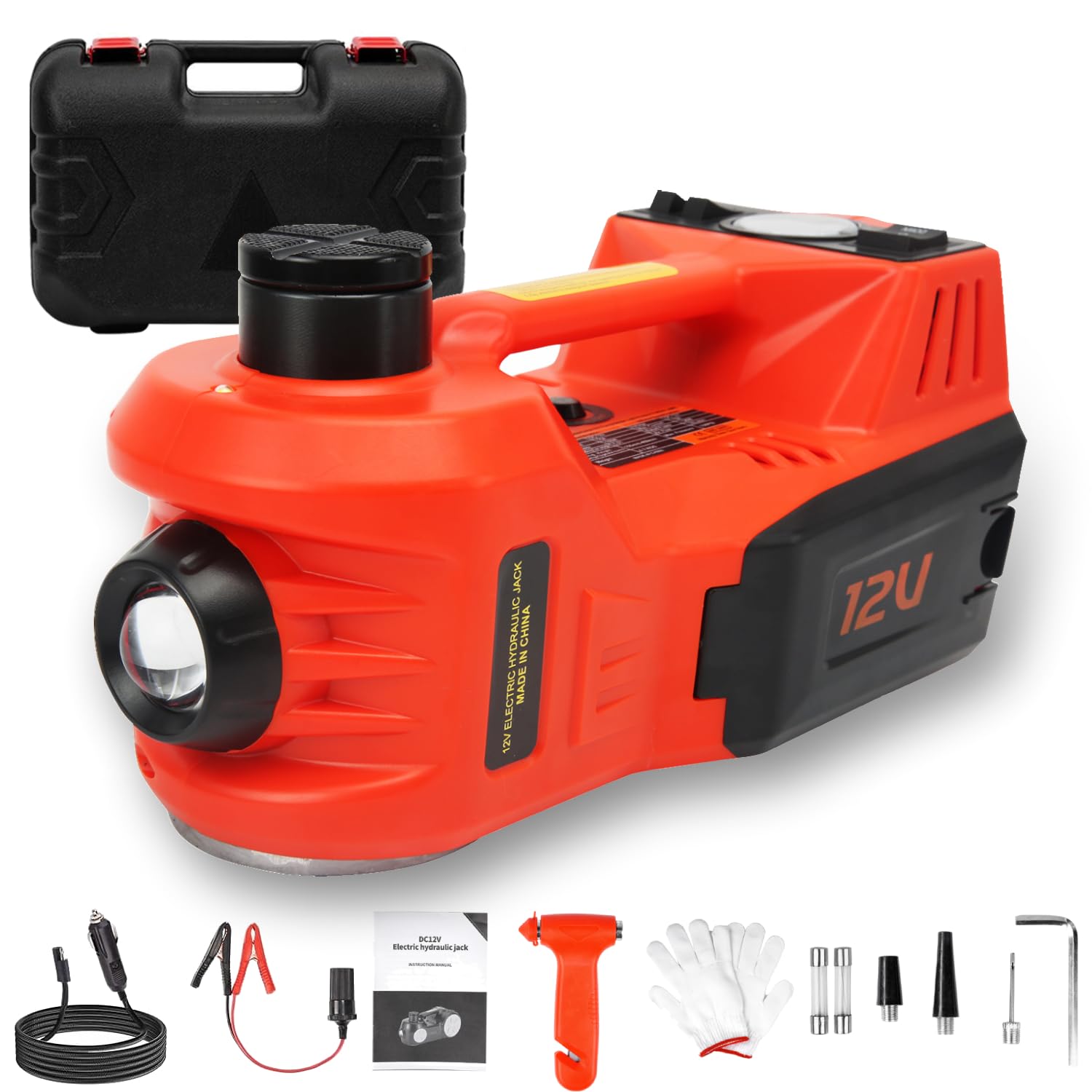 Cric Hydraulique électrique 5T 12V - Pompe à Air Intégrée, Phares LED - Pour Voiture Et SUV