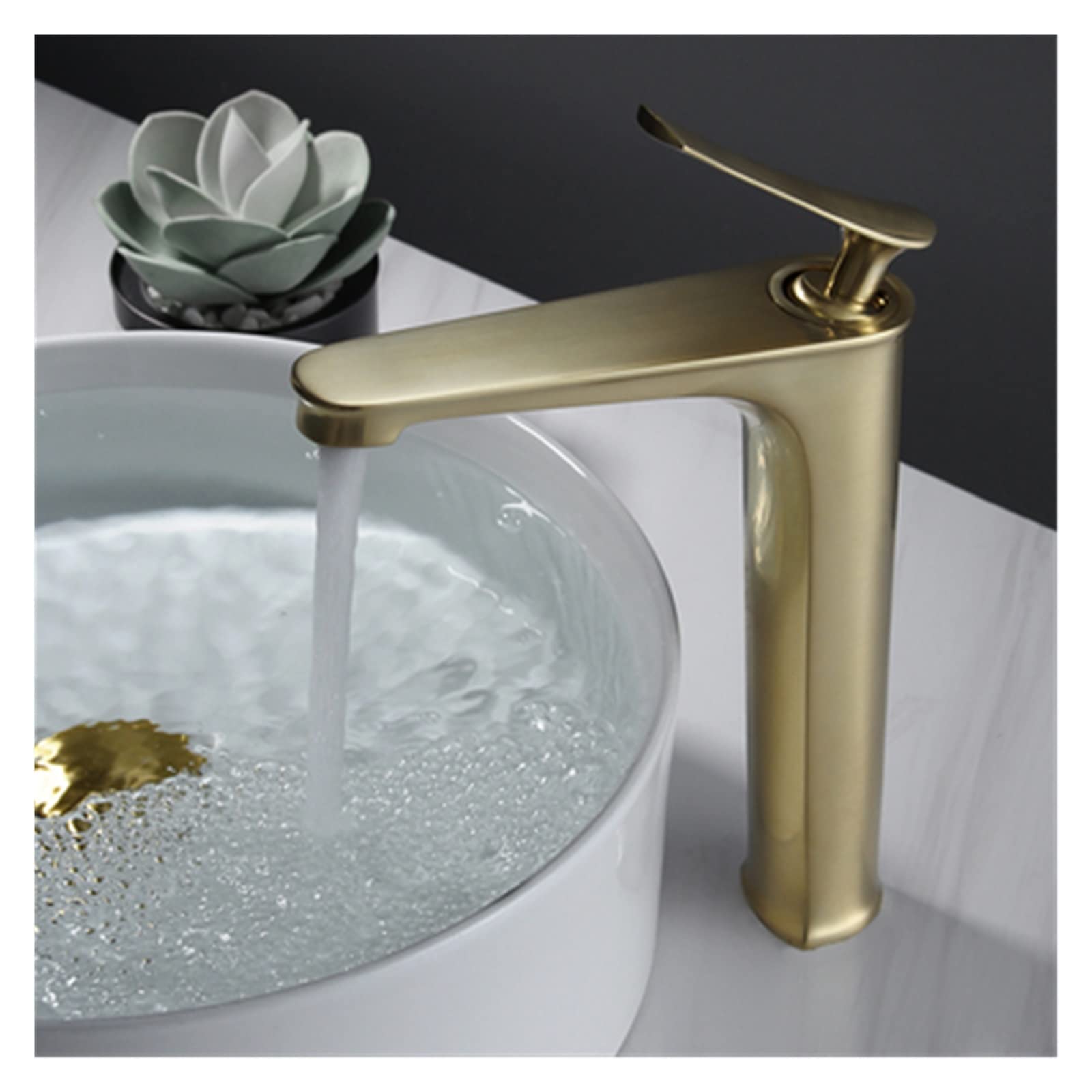 Bassin robinet brosse or en laiton, mitigeur mélangeur cuivre pour évier de salle de bains moderne