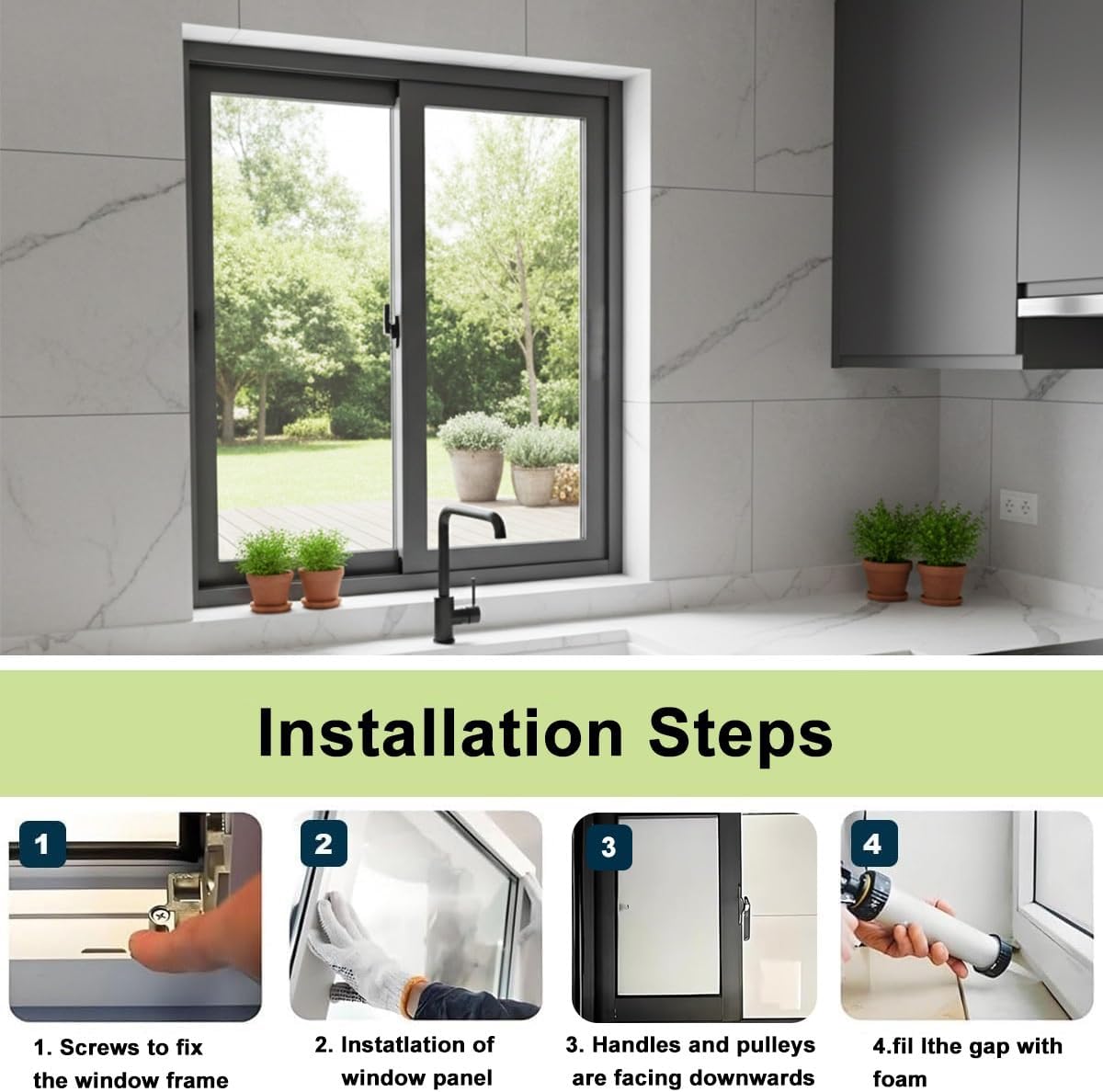Basement Window for Houses 20" 24" 30" 31" 32" 35" 36" Home Replacement Sliding Window with Tempered Glass and Screen, Aluminum Shed Windows for Bathroom Mobile Home Kitchen(White,33x20)