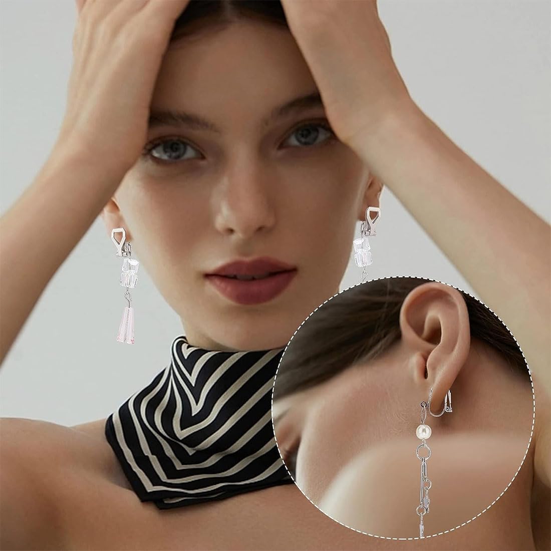 Set de 20 Pendientes con Clip, en Acero Inoxidable Dorado y Componentes Convertidores de Pendientes para Orejas no Perforadas,