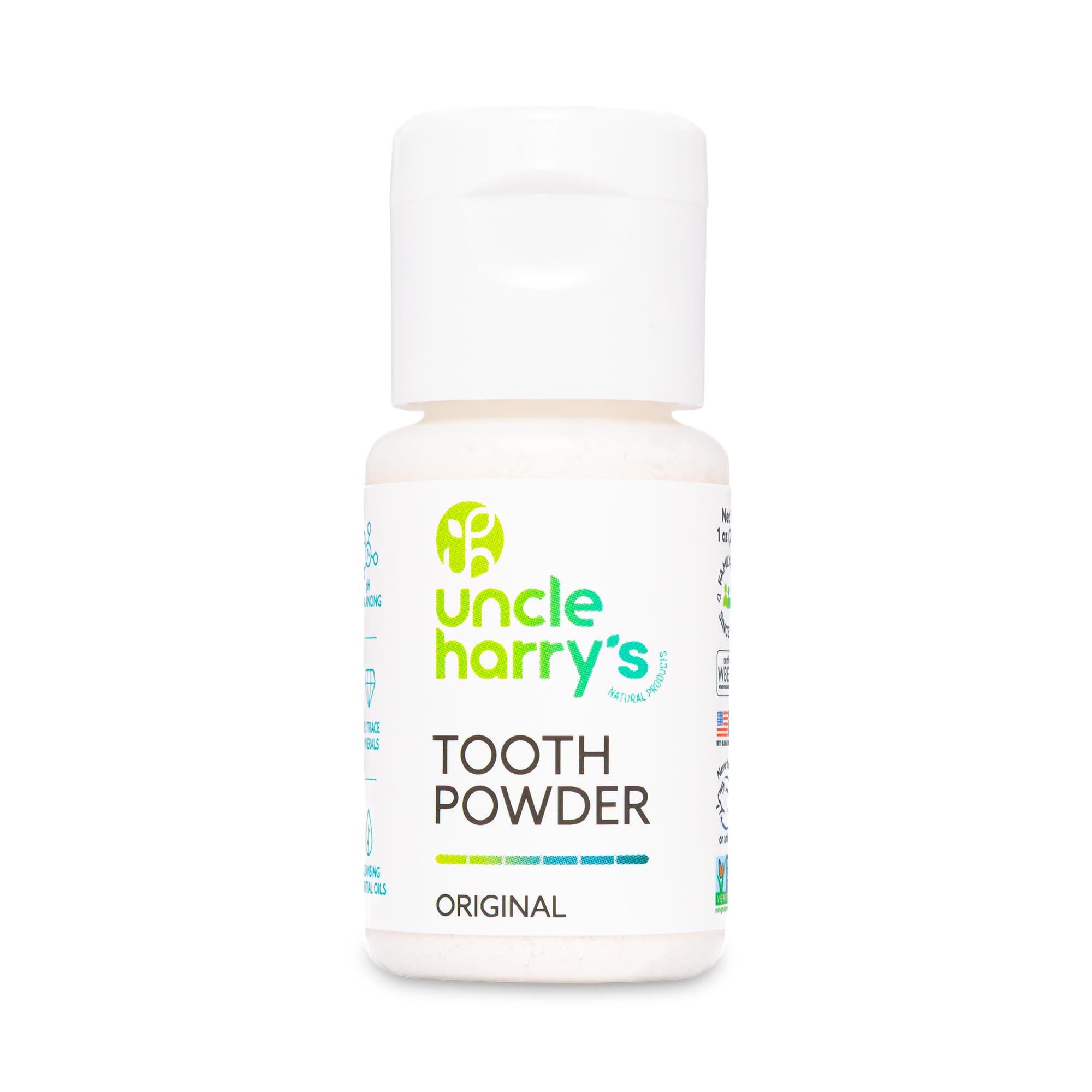 Uncle Harry’s Natural Products Tooth Powder, Save Your Teeth and Gums with 100% Natural Ingredients Pure Plant Essences, Fluoride Free, Gluten Free and Vegan, 1 Ounce