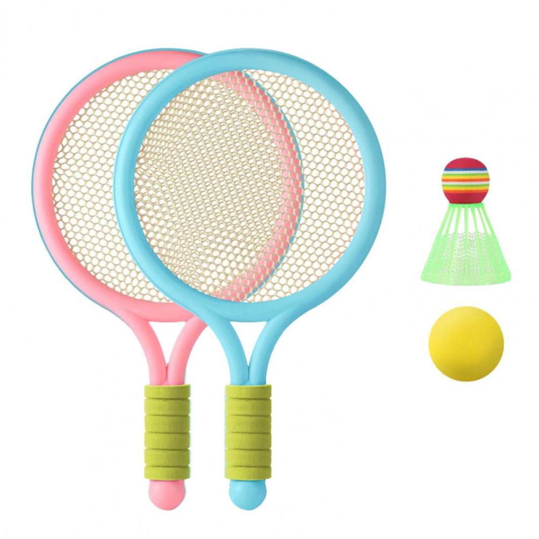 Set di Racchette da Tennis per Bambini, Racchetta da Badminton in plastica per Bambini con Palla, Giocattolo per Giochi Sportivi all'aperto per