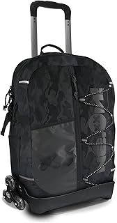 NE.ON! New Carry Zaino Trolley 2 Ruote triple, 31x45,5x16 cm, Zaino scuola 2 scomparti in tessuto reflective ecosostenibile, Waterproof, Schienale con bottone per aggancio al carrello