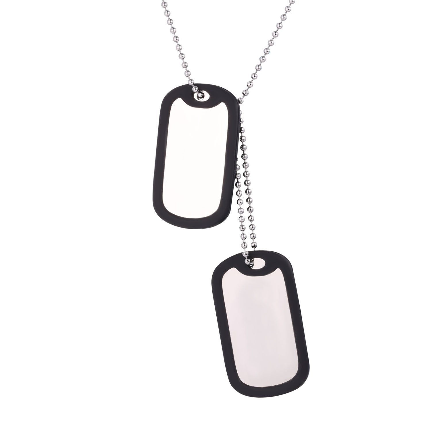U7Collar Personalizado Placa de Militar Hombre Acero Inoxidable 316L, Dog Tag de Identificación con Cadena Fina, Joyería con Nombres Personalizables