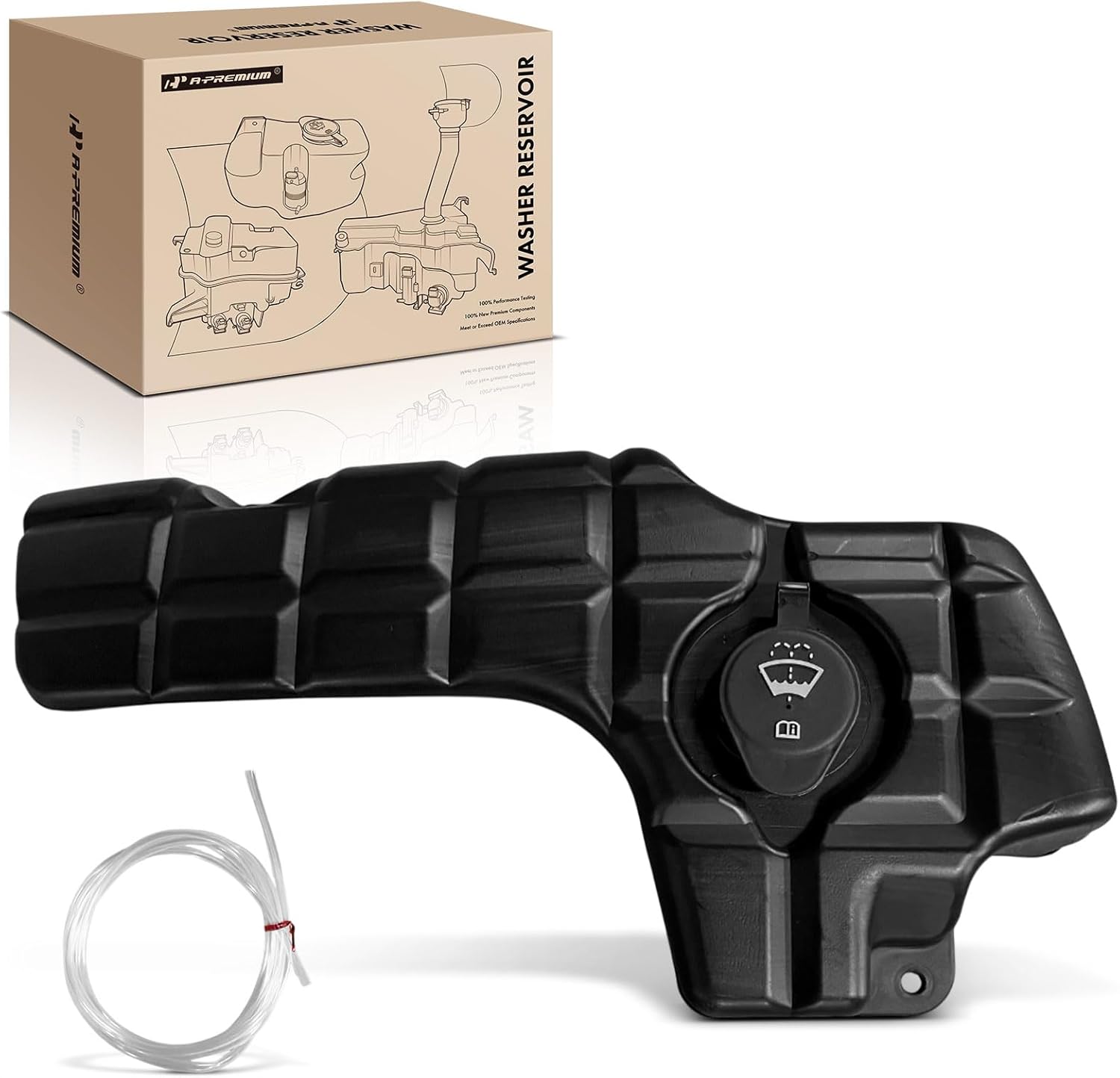 A-Premium Windshield Washer Reservoir Tank Assembly Compatible with Chevrolet Corvette 1997-2004 - with Washer Pump & Cap & Hose & Bracket