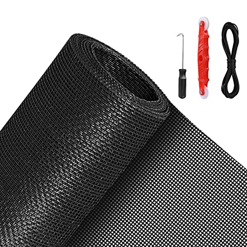 Qwr Pet Proof Window Screen Replacement Kit,48''X 117'' Heavy Duty Vinyl Coated Steel Wire Mesh (Stronger Than Fiberglass And Polyester),Dog Cat Resistant Screen Mesh With Rolling Tool/Hook/Spline. #TOP7