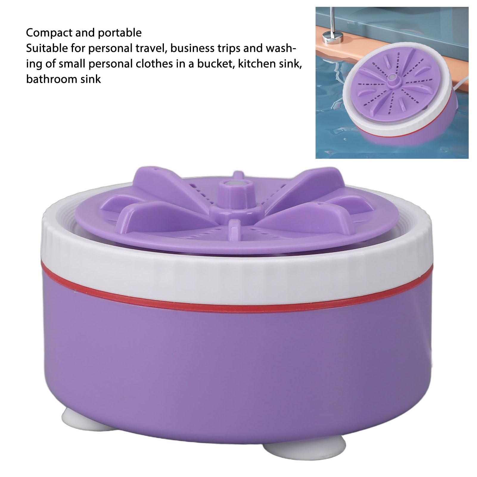 Mini lavadora turbo eficiente y conveniente, lavadora portátil ultrasónicturbo con USB para el hogar, negocios, viajes, universidad, casa, caravana, apartamento, calcetines, ropa interior, platos