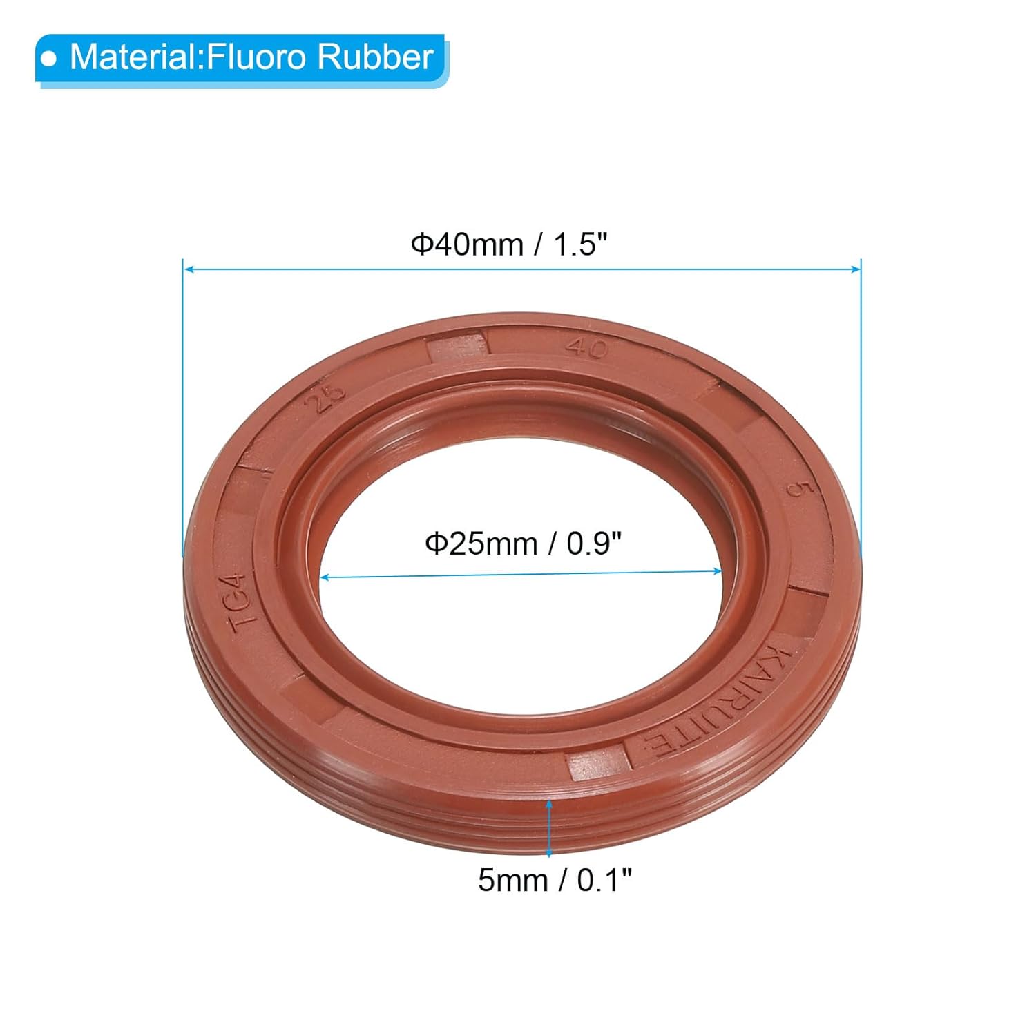 PATIKIL EU Radial Shaft Seal, 25mm x 40mm x 5mm Fluoro Rubber TG4 Oil Seal for Bearing Shaft Oil Pumps Engines, Brown