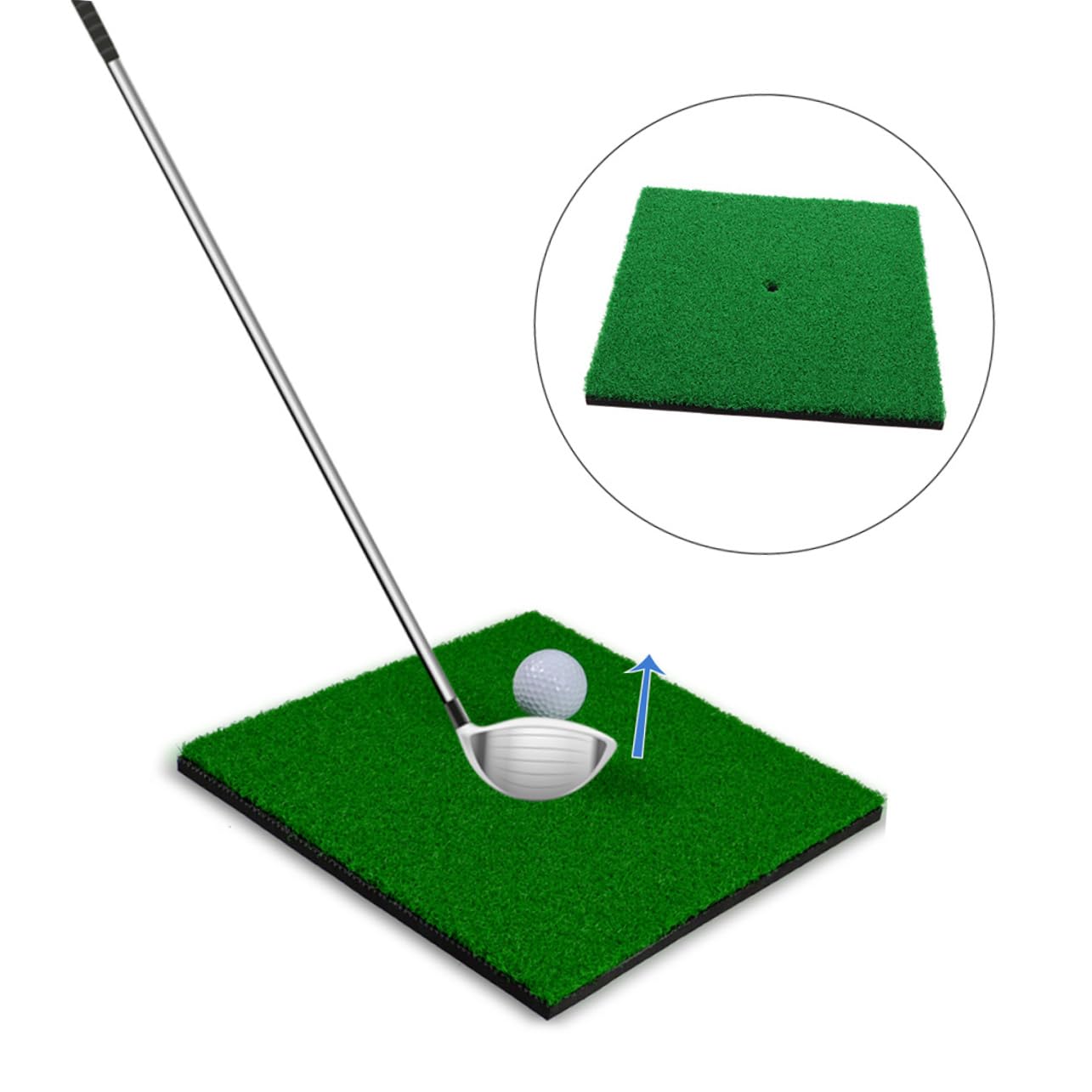 VANZACK Golf Practice Mat Realistic Turf Portable Hitting Pad 30x30cm Golfs Training Aid for Beginners and Pros