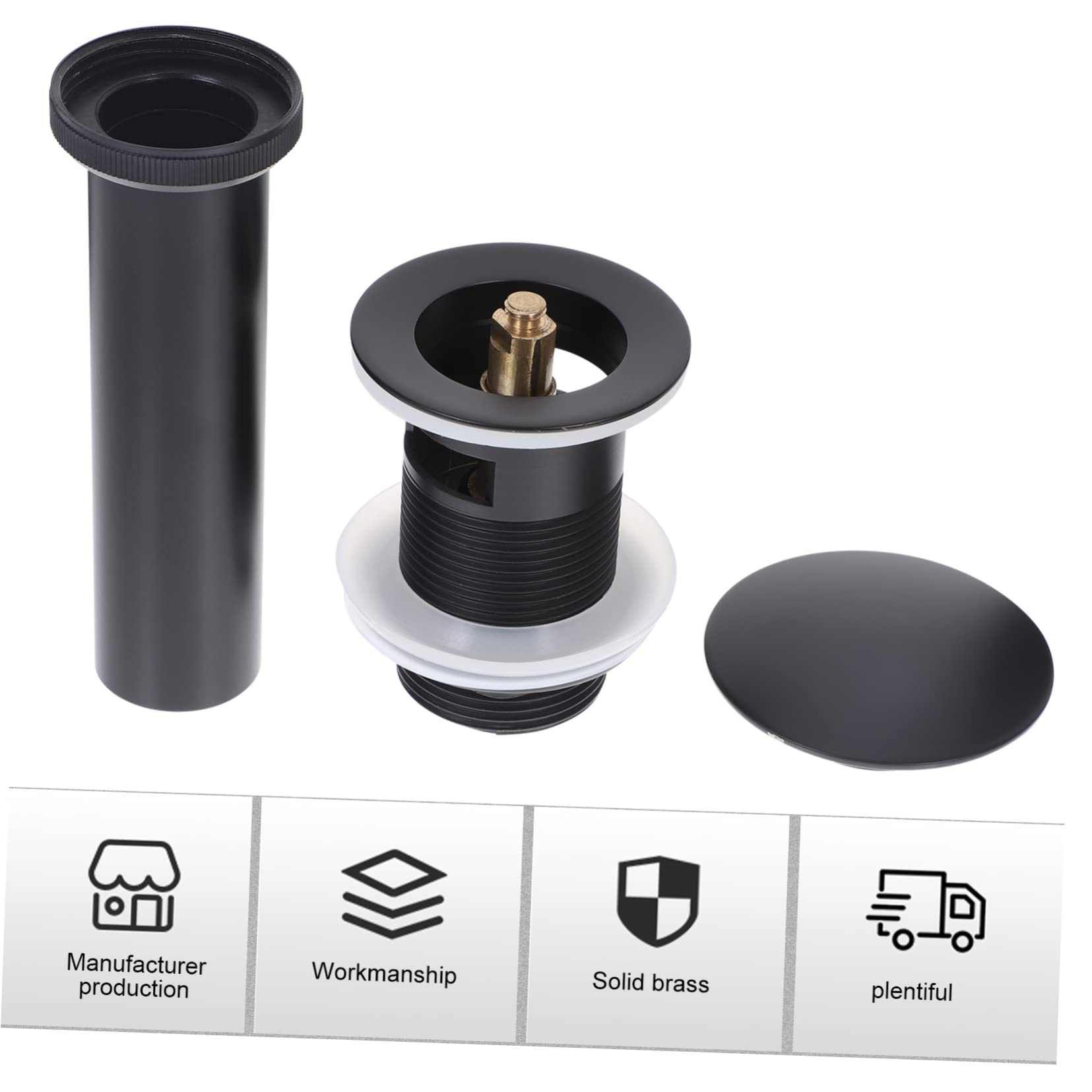 Hemobllo Tappo per Lavabo Pop Up in Rame Nero per Lavabo Bagno, Scarico Lavandino Bagno, Facile Installazione, Resistente e Affidabile
