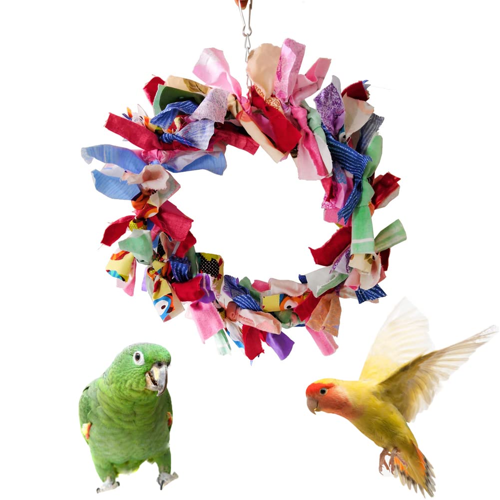 Litewoo Juguete para pájaros, guirnalda de masticación, tela de juguete para escalada, hermosa decoración adecuada para la mayoría de loros pequeños, gorriones y pájaros