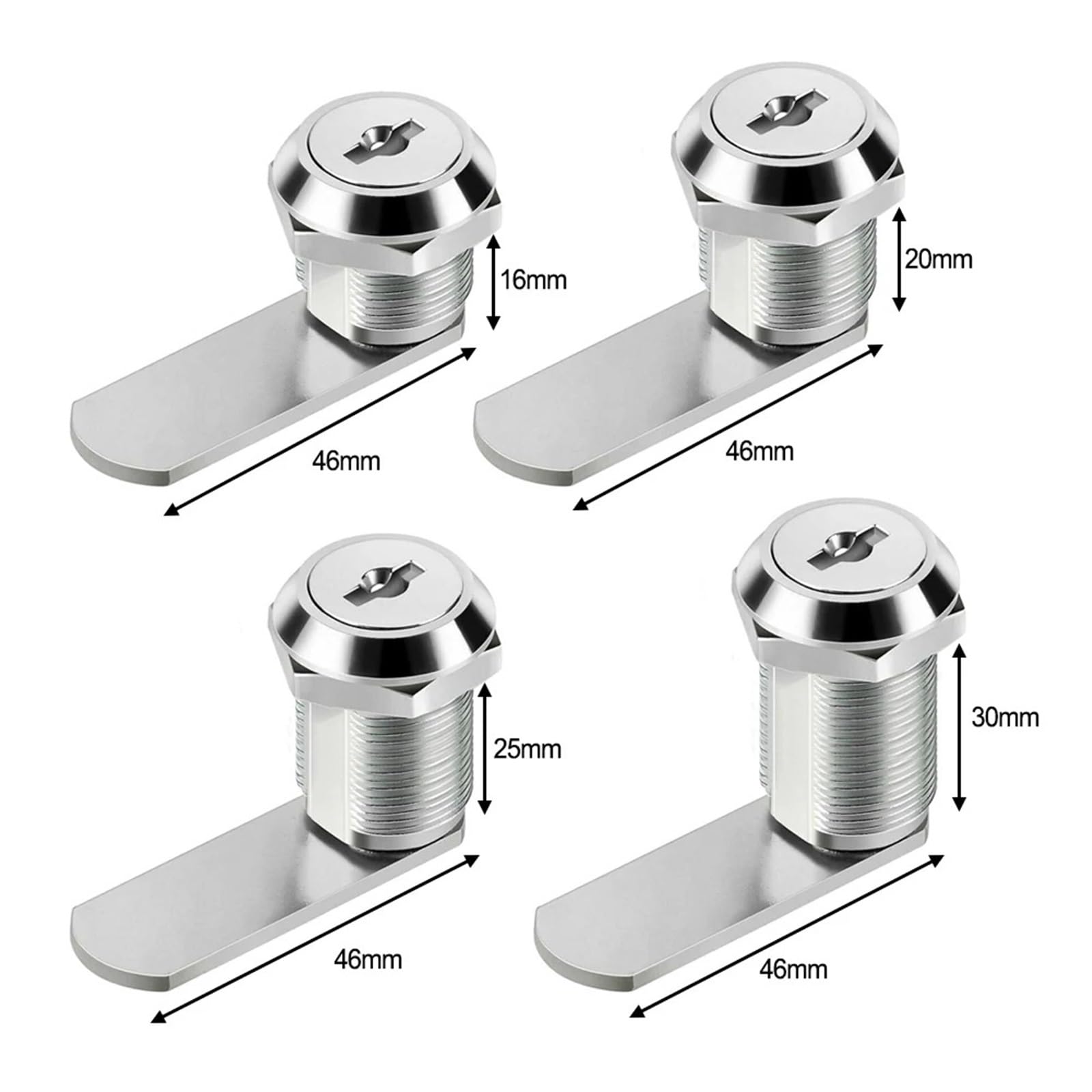 Lot de 10 verrous d'armoire avec 2 clés pour rangement de meubles de camping-car (25 mm)