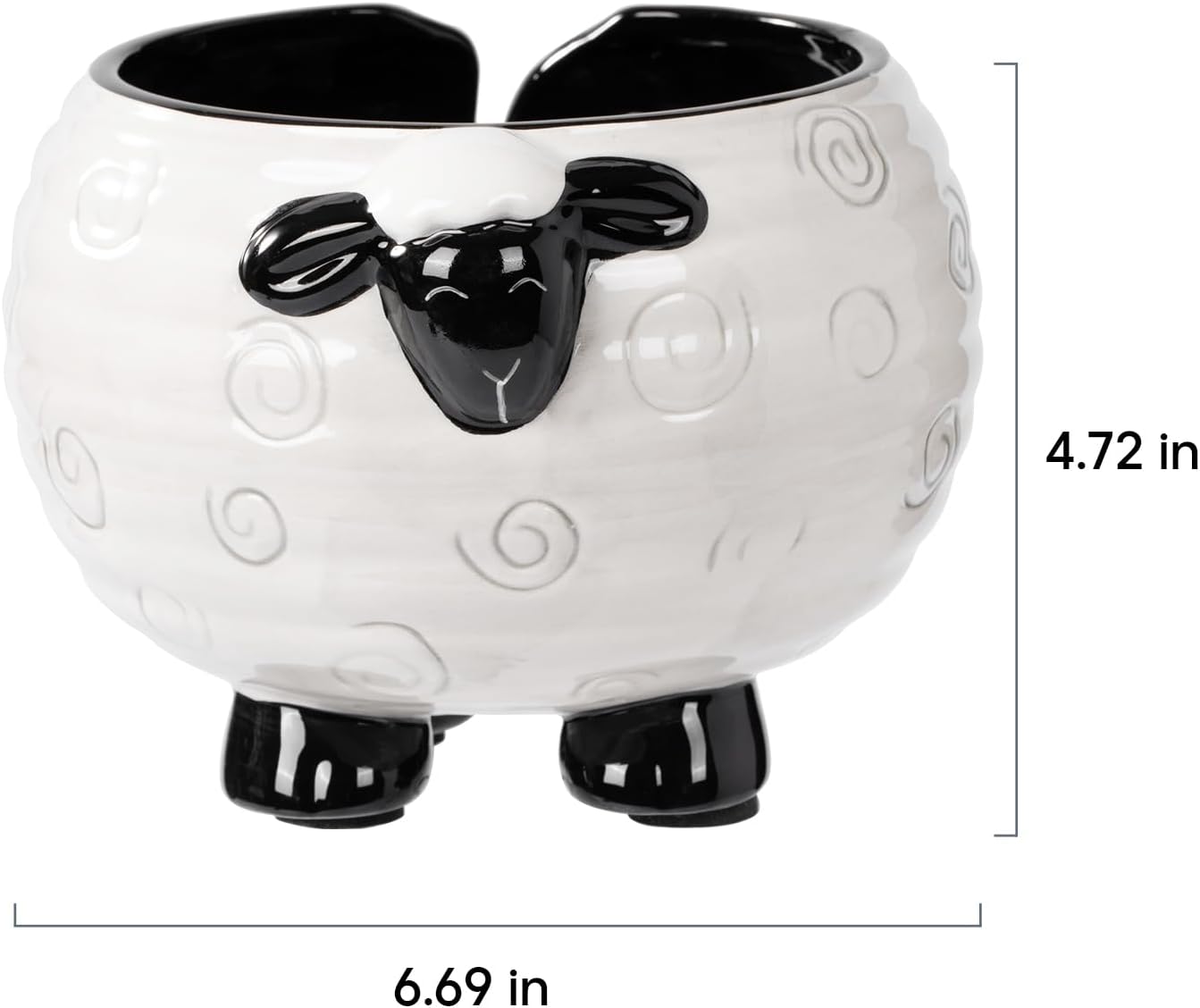 Yarn Bowl for Crochet Large Sheep Shaped Ceramic Yarn Holder Crochet Bowl Knitting Bowl, 6 Inch Wide x 4 Inch High