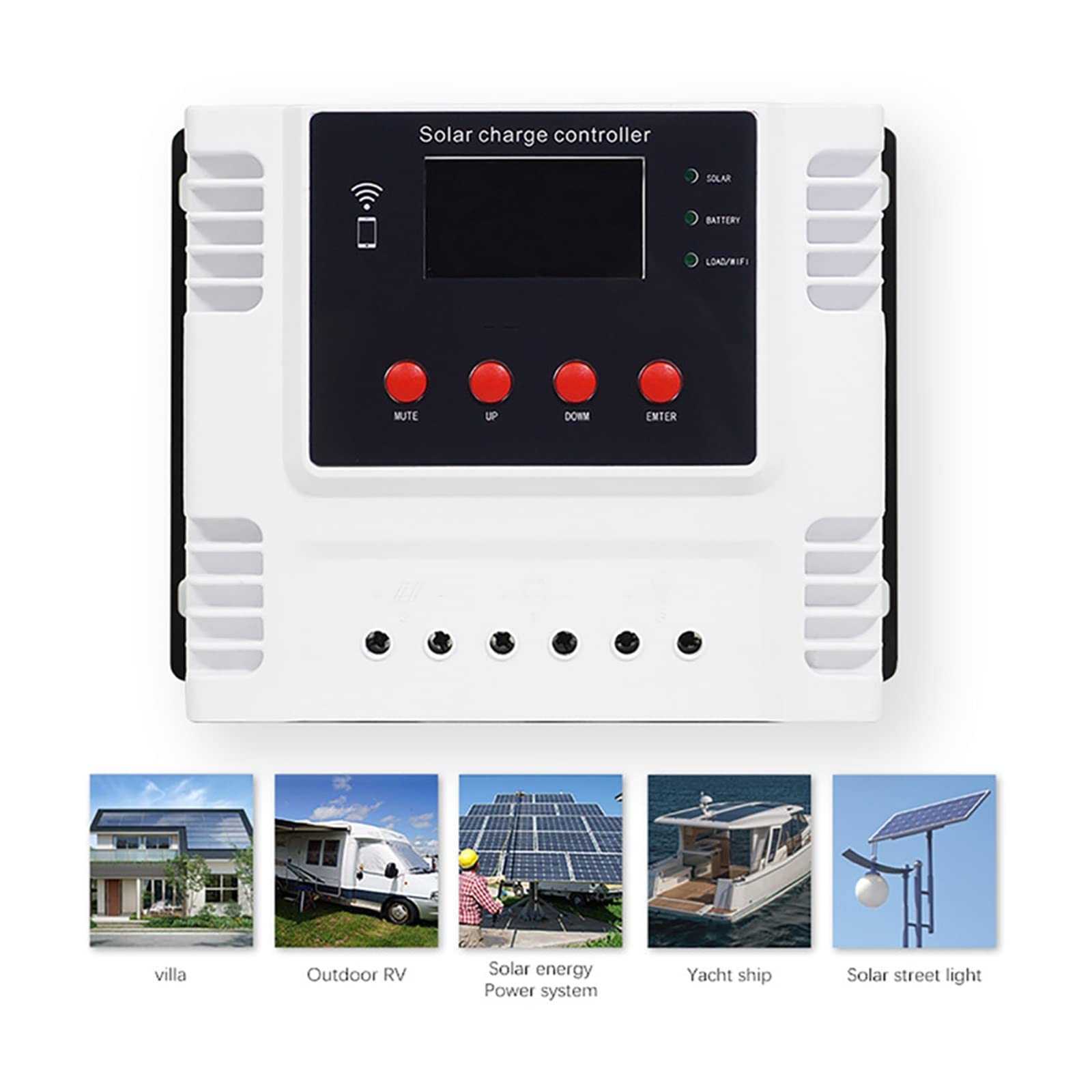 Kontroler słoneczny, 20A 30A 40A 50A 60A Sterownik słoneczny System fotowoltaiczny Street Light Wyświetlacz LED Interfejs USB Inteligentny kontroler ładowania