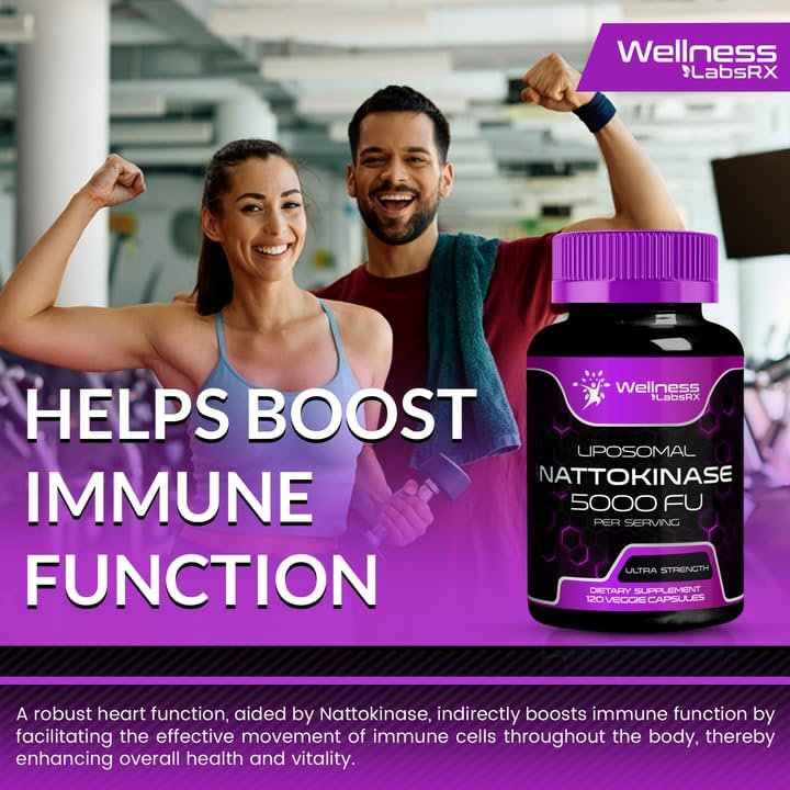 Miniatura 6 de Cápsulas de suplemento de nattoquinasa - 5000 FU - Enzimas de extracto puro japonés de natto, apoyo cardíaco e inmunológico - Fórmula rica en