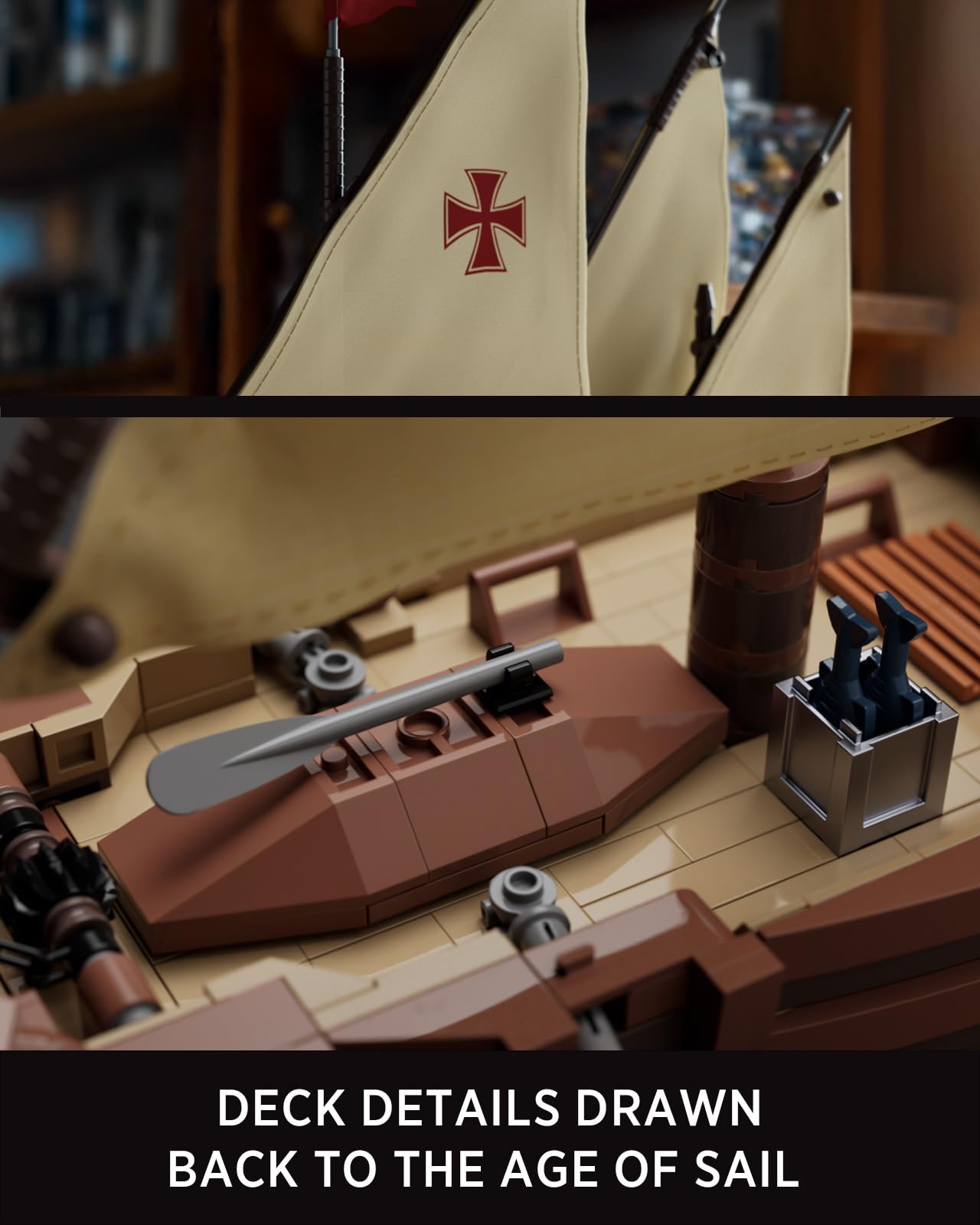 Nifeliz Kit de Construcción de Barco Velero Nina para Adultos, Modelo de Decoración para Hogar u Oficina, Regalo para Aficionados a los Barcos (1.402 Piezas, NF10352)