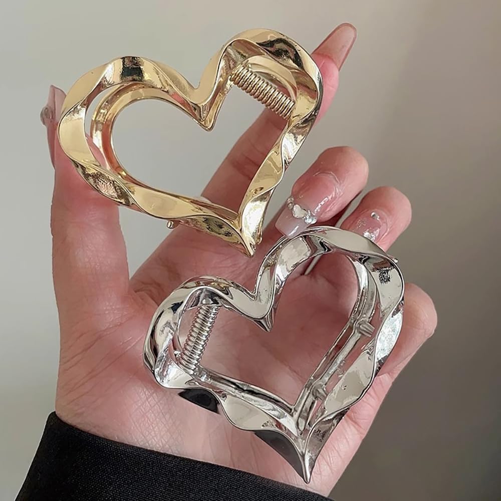 Amazon.com : 3 Pcs Heart Hair Claw Clips Metal Hair Clips  display picture 1