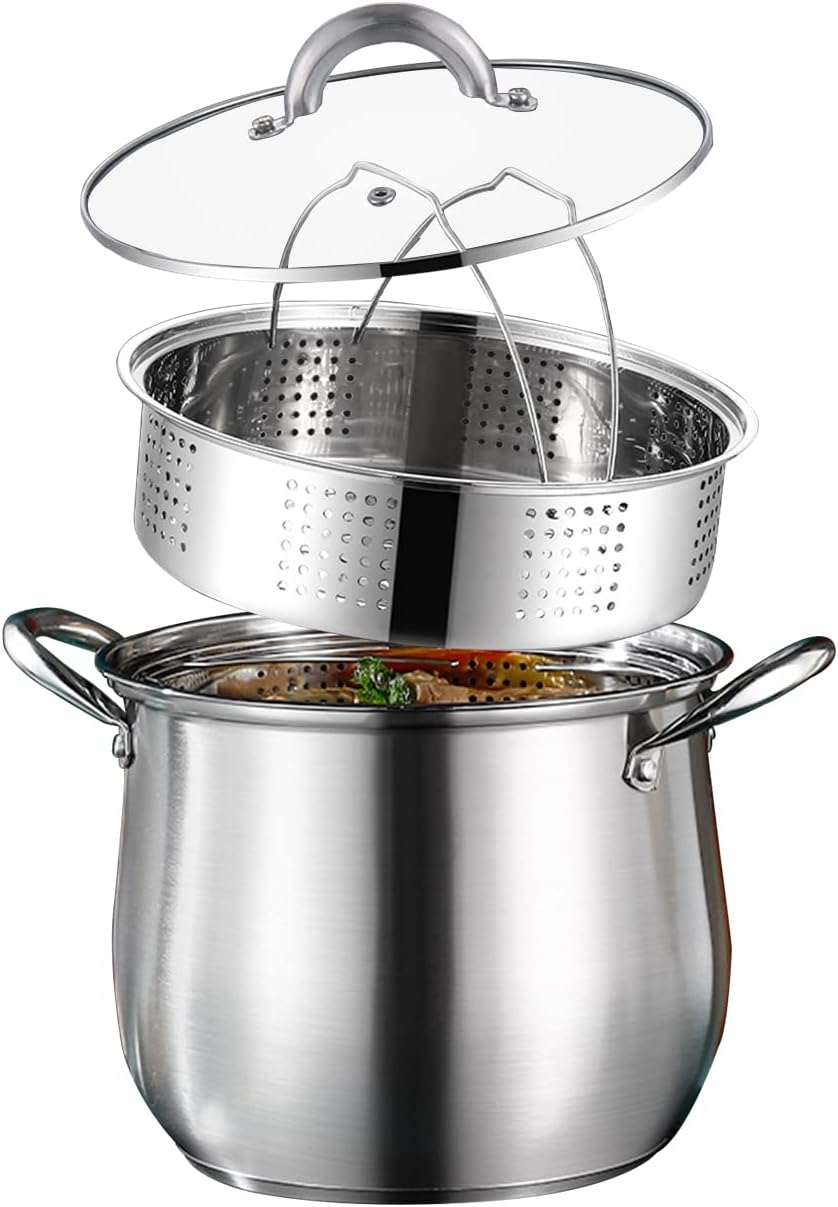 Amazon.com: HOMICHEF 10 Quart Stock Pot With Glass Lid - Nickel Free ...