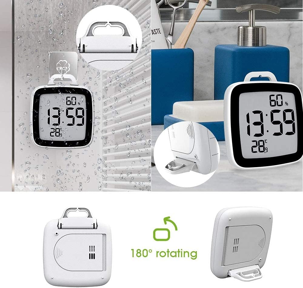 BALDR Digital Shower Clock with Timer | Waterproof Design, Perfect for The Bathroom - Displays Time, Temperature, and Humidity(Black) Bundle with 2 Bathroom LCD Waterproof Shower Clock, Green