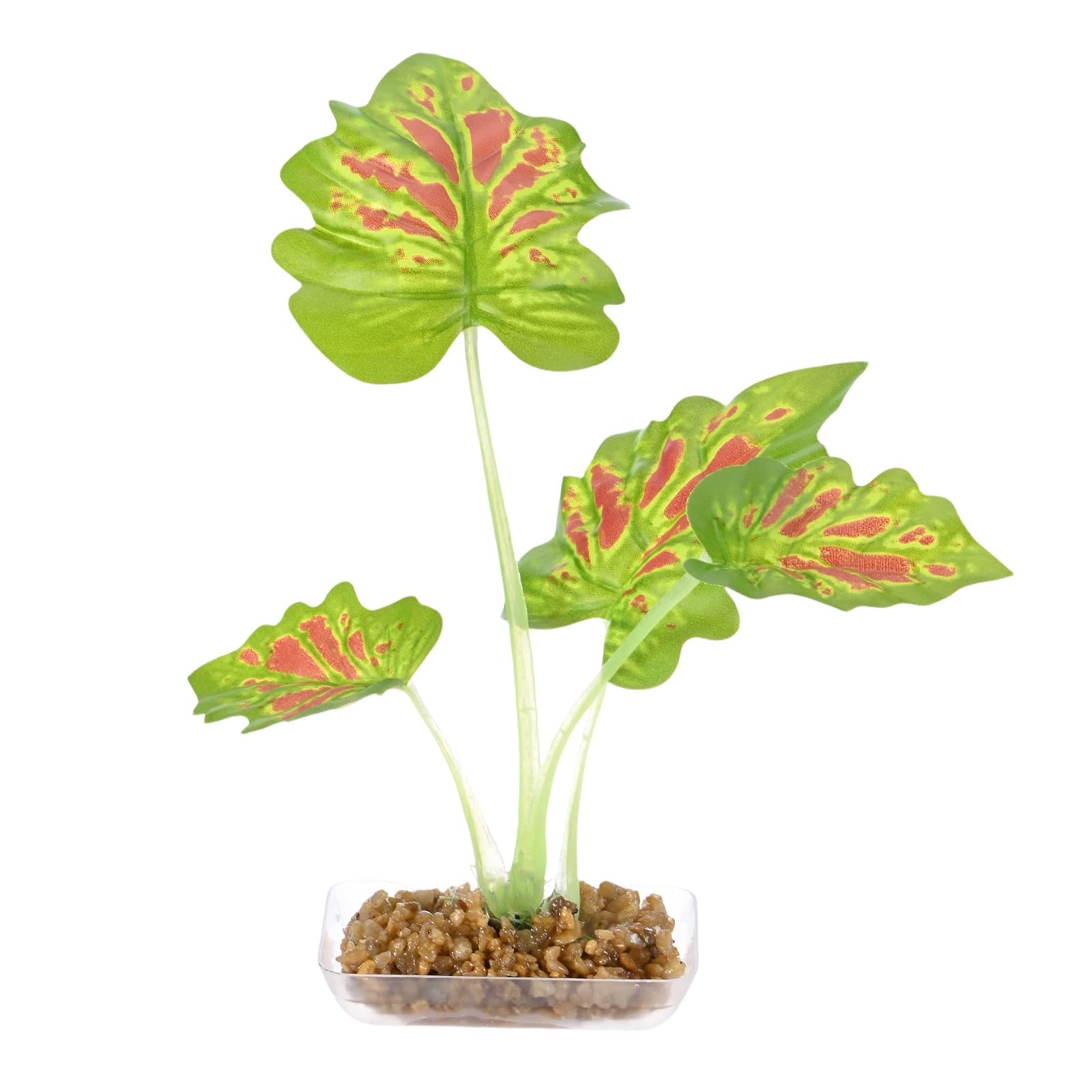 M METERXITY 1-Pack Aquarium Plant, Small Plastic Artificial Plant Water Grass Fish Hide Accessories for Aquarium Decoration/Fish Tank Decoration/Terrarium [Style 3, Red]