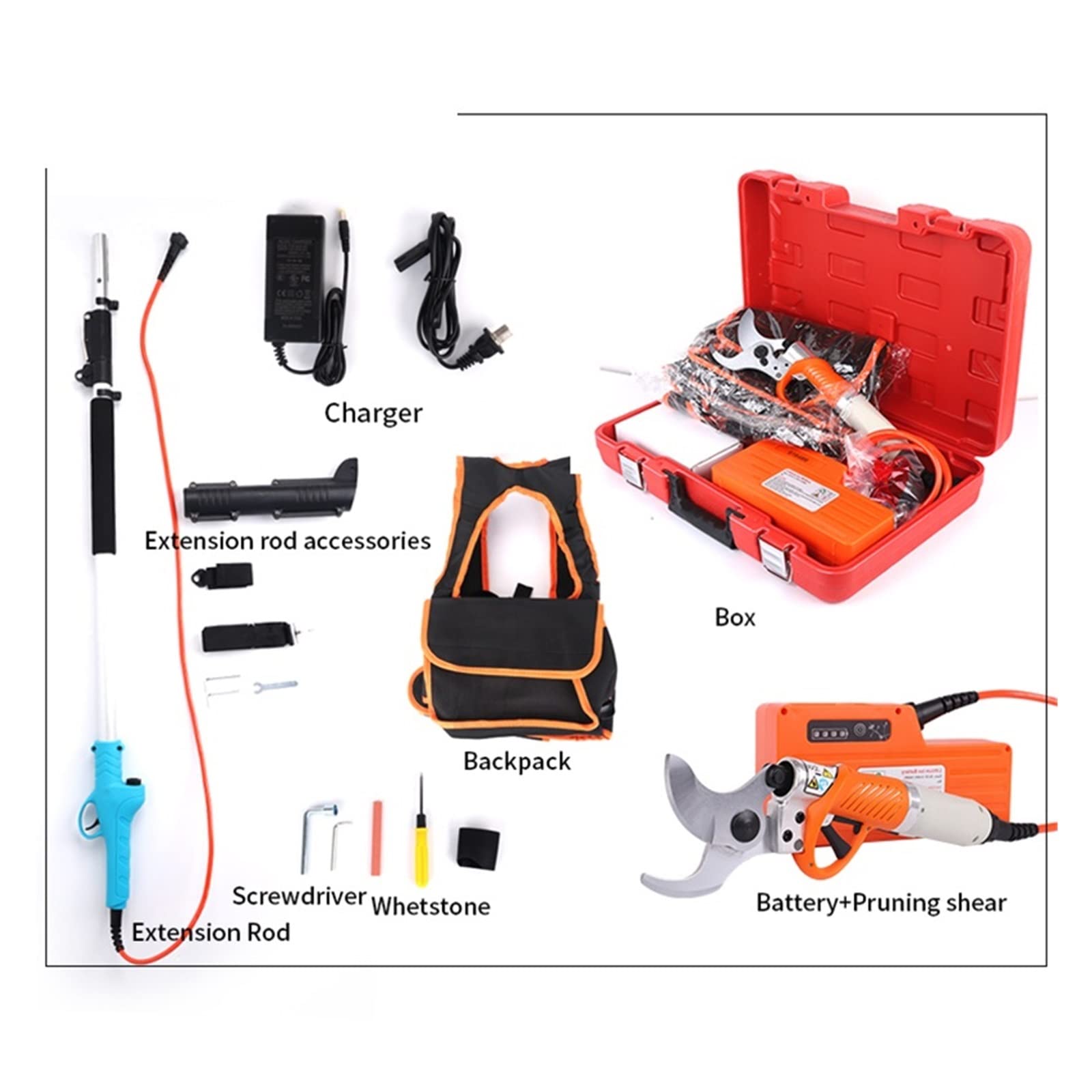 Sekator elektryczny 36 V, gałęzie litowe 0-45 mm, przedłużacz nożyc do żywopłotu 1,2-1,8 m,Precyzyjne przycinanie(3603 Pruning shear)