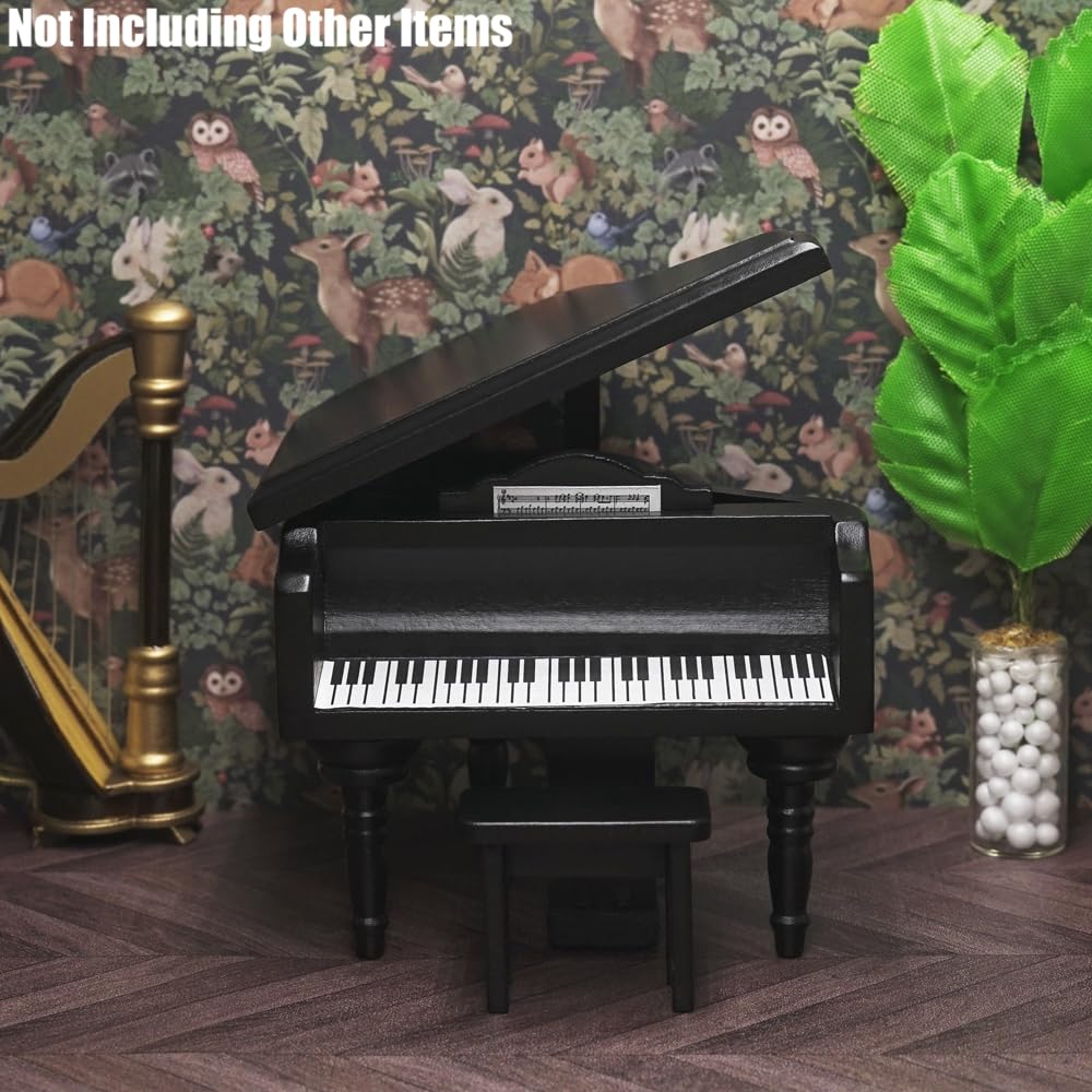 Piano Miniature Odoria 1/12 – Instrument De Musique Pour Maison De Poupée (bois, Avec étui & Tabouret)